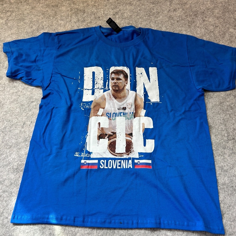 Luka Doncic Slovenia Short Sleeve T Shirt Blue Mens Size XL NWOT